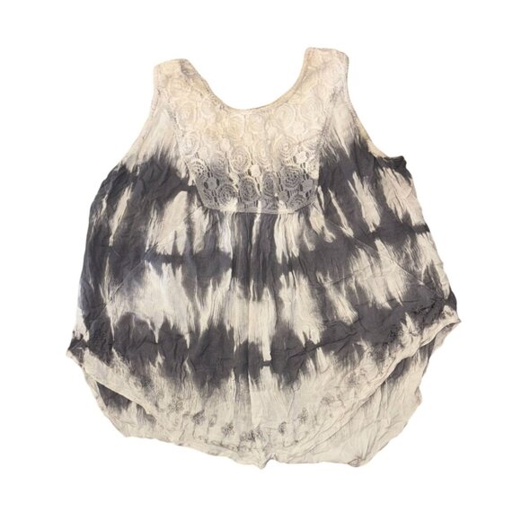 Tie-Dye Sleeveless Blouse With Lace Detail Size 1X 100% Cotton - Picture 1 of 5